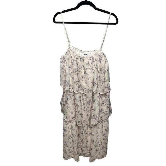 Arula Floral Cami Tiered Maxi Dress Plus Size In Beige - Picture 2 of 6